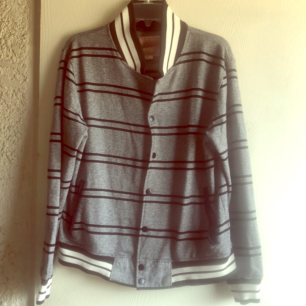 GRAY BROOKLYN CLOTH Striped Bomber jacket size M